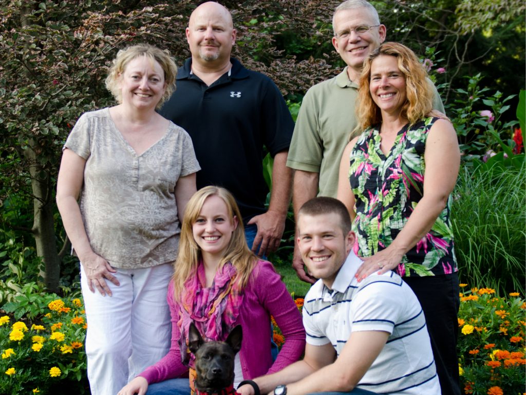 Family of six and dog